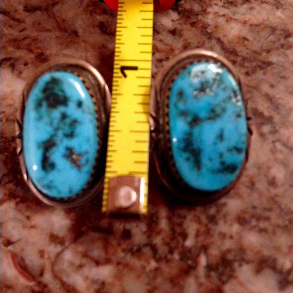 VINTAGE Kingman Turquoise Sterling Stud Earrings